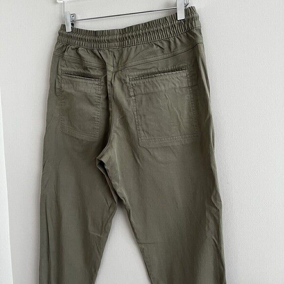 Garnet Hill Olive Green Salt Washed Chino Jogger Pants size S Pima Cotton - Picture 10 of 14